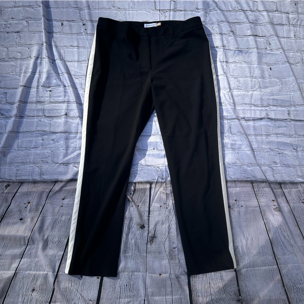 Calvin Klein Black Pants with White Stripes
